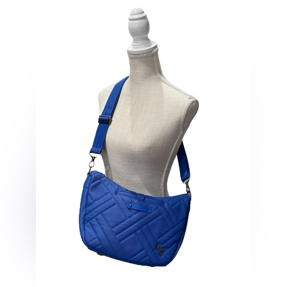 Lux Harmony Matte Luxe VL Blue Zip Crossbody Bag Purse Gunmetal Hardware